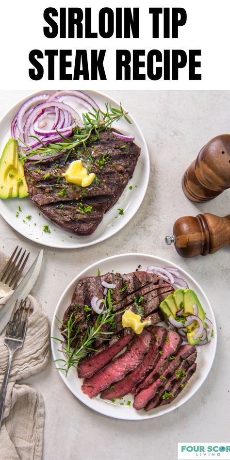 Here is all you need to know about cooking a tender, juicy, herb-crusted sirloin tip steak. This tasty, versatile beef cut is easy to make on the grill or stovetop. Our easy sirloin tip steak recipe is coated with garlic and fresh herbs before hitting the grill for a nice sear; it’s the only sirloin tip recipe you’ll ever need. This beef sirloin tip steak recipe has a quick 10-minute cook time, making it perfect for those busy weeknights. Beef Sirloin Tip Steak Recipes, Tip Steak Recipes, Sirloin Tip Steak Recipes, Sirloin Tip Steak, Family Breakfast Recipes, The Best Steak, Steak Tips, Keto Beef, Easy Steak Recipes