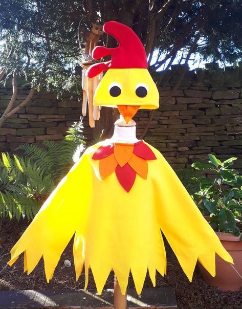 Hen Costume, Farm Theme Crafts, Felt Feathers, Chicken Costumes, Fleece Poncho, Red Hen, Little Red Hen, Hat Outfit, Christmas Play