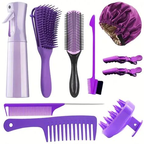 Black Natural Hair, Brush And Comb Set, Sleeping Cap, Curvy Casual Outfits, Brush And Comb, Comb Set, Wash Day, Detangling Brush, Girly Accessories