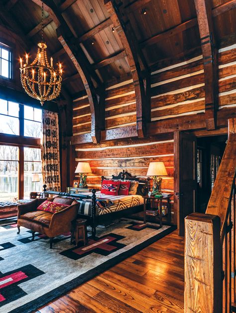 An Authentic Rustic Home in Jackson Hole - Mountain Living Log Home Bedroom, Rustic Log Home, Castle Ideas, Adirondack Style, Rustic Homes, Cabin Living, Log Cabin Homes, Cabin In The Woods, Cabins And Cottages