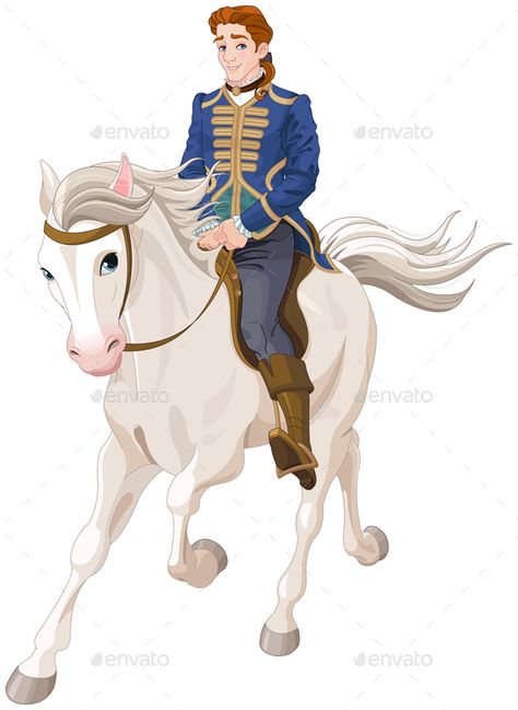 Prince Charming Riding a Horse Prince Drawing, Turkish Angora Cat, Riding A Horse, Horse Illustration, Disney Princes, Belle Disney, Horse Drawing, Creative Background, Color Vector