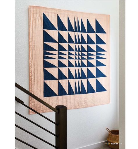 Check out Tidal Wave, a modern combination of half-square and half-rectangle triangles, from Krystina Hopkins at KH Quilts. Published in the 2019 QuiltCon Magazine! Hst Quilts, Quilts Modern, Half Square Triangle Quilts, Quilt Care, Quilt Storage, Half Square Triangle, Triangle Quilt, Quilt Guild, Modern Quilt Patterns