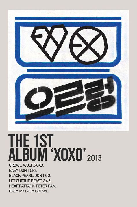 minimalist album poster the 1st album xoxo alternate album poster k-pop alternative album poster exo Exo Poster Prints, Exo Minimalist Poster, Exo Xoxo Album, Exo Polaroid, Exo Poster, Kpop Minimalist, Minimalist Album Poster, Minimalist Polaroid Poster, Posters Kpop