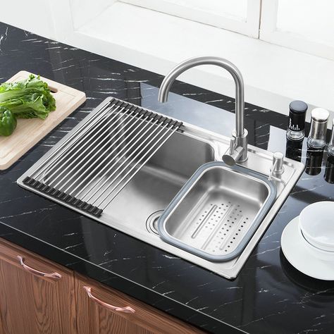 Shop for Modern Simple 304 Stainless Steel Sink Thicken Single Bowl Kitchen Washing Sink with Drain Basket and Liquid Soap Dispenser S7245 at Homelava.com with the lowest price and top service! Steel Kitchen Sink, Stainless Steel Kitchen Sink, Steel Kitchen, Stainless Steel Kitchen, Kitchen Sink, Bowl, Stainless Steel, Design