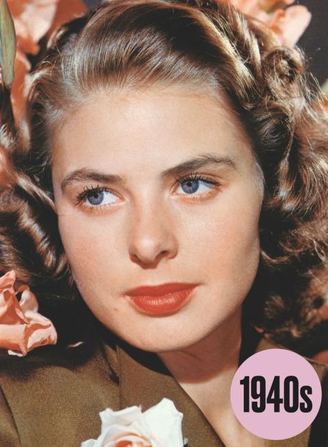 1940’s Makeup, 1940's Makeup, 40s Makeup, 1940s Makeup, Makeup History, Vintage Makeup Looks, 1940s Hairstyles, Retro Makeup, Ingrid Bergman