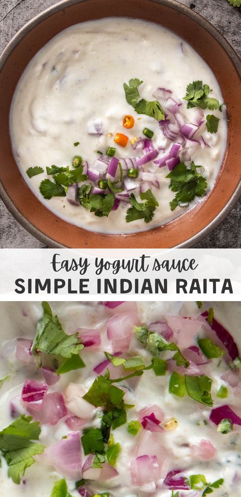 Have you ever eaten something spicy at an Indian restaurant and noticed a timid bowl with a yogurt sauce? Well, let me introduce you to raita - the perfect, Indian yogurt sauce and awesome palate cleanser. In addition to being a core side for Indian dishes, raita makes for a great salad dressing, dip or sauce! For instance, I love drizzling raita on my gochujang cauliflower tacos. Indian Yogurt Dip, Indian Yogurt Sauce, Gochujang Cauliflower, Indian Raita, Indian Yogurt, Secret Sauce Recipe, Yogurt Dipping Sauce, Indian Sauces, Greek Yogurt Sauce