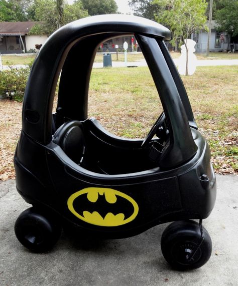 Batmobile from Cozy Coupe Batman Diy, Superheroes And Villains, Batman Car, Batman Batmobile, Batman Pictures, I Am Batman, Im Batman, Little Tikes, Lego Batman