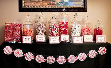 Lolly Tables to Gawk At - Stay at Home Mum Wedding Buffet Food, Buffet Dessert, Valentines Candy, Candy Station, Party Hostess, My Funny Valentine, Valentine Candy, Candy Table, Candy Desserts