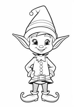 Nutcracker Ballet Coloring Pages, Krampus Coloring Pages, Elf Faces Christmas, Christmas Elf Coloring Pages, Merry Christmas Black And White, Elves Coloring Pages, Reindeer Christmas Party, Elf Coloring Pages, Elf Drawing