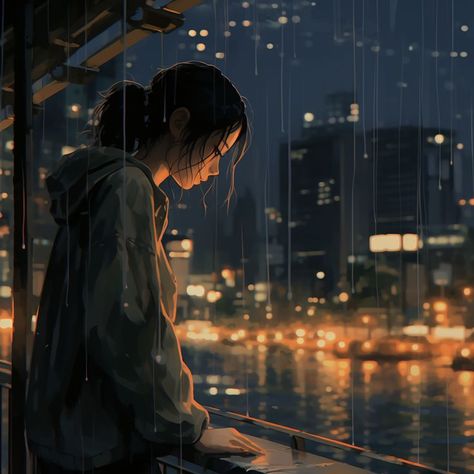 Pretty Art Styles, Girl In Rain, Snowflake Wallpaper, Rain Night, Standing In The Rain, Anime Designs, Cool Vibes, Different Art Styles, Mine Mine