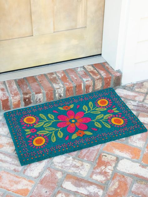 Bungalow Doormat - Folk Flower – Natural Life Colorful Boho Home, Backpack Beach Chair, Outdoors Style, Flower Door, Tapestry Blanket, Coir Mat, Chenille Rug, Rugs And Mats, Coconut Fiber