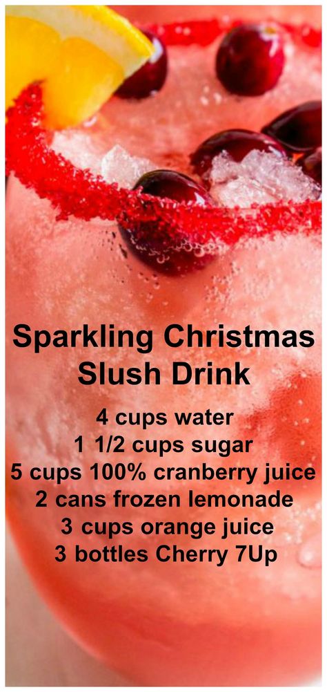 Slushy Alcohol Drinks Christmas, Christmas Slush Punch, Christmas Slush Mocktail, Christmas Slush Recipes Non Alcoholic, Frozen Snowball Punch, Christmas Frozen Drinks, Cranberry Slush Recipe, Slush Recipes Non Alcohol, Non Alcoholic Slush Recipes