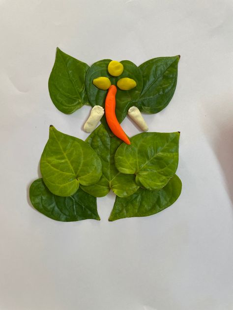 Eco friendly Ganesha! Kids activity with leaves and clay! Ganesha Activity For Kids, Leaf Activity, Ganesha Festival, Eco Friendly Ganesha, Activity For Kids, Kids Activity, Ganesh Chaturthi, Ganesha, Decoration Ideas