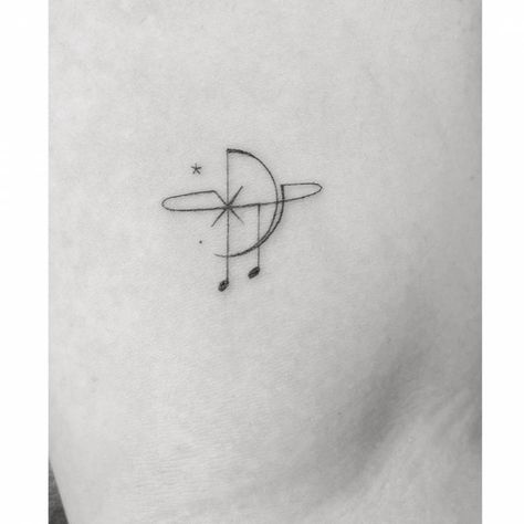 Music Note Moon Tattoo, Stars And Music Notes Tattoo, Star Music Tattoo, Music Rib Tattoo, Music And Moon Tattoo, Music Star Tattoo, Unique Music Note Tattoo, Music And Stars Tattoo, Music Infinity Tattoo