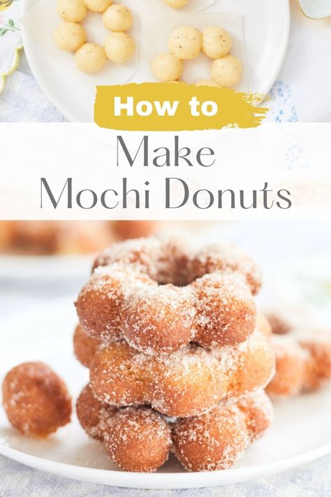 My mother would've loved this Mochi Donut Recipe if she was still around. Our family loved anything to do with mochi! So, it made sense that I share this wonderful Japanese-inspired dessert with you. The ingredients contain flour and a few others like sweet rice, tapioca flour, potato starch, and xanthan gum. But rest assured, it is an easy recipe, and these donuts are so tasty. Mochi Recipe With Tapioca Flour, Sweet Rice Flour Recipes Desserts, Asian Food Dessert, Korean Recipes Dessert, Japanese Recipes Dessert, Quick And Easy Japanese Recipes, Rice Flour Desserts, Tapioca Starch Recipes, Sweet Rice Flour Recipes