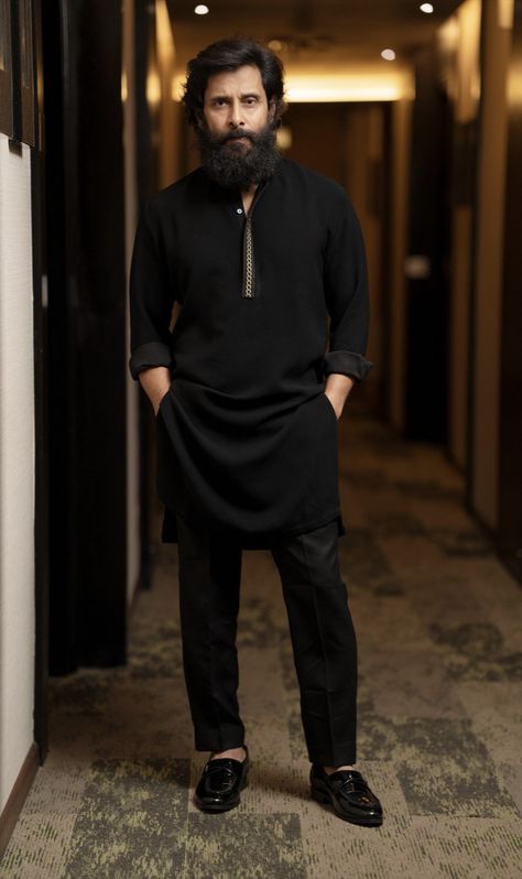 Designing Kurta For Men, Eid Men Outfit, Kurta Look For Men, Pakistani Kurta Pajama Men Eid, Eid Kurta Design For Men, Black Pathani For Men, Black Kurta Pajama Men, Mens Kurta Designs Latest, Black Kurta Men