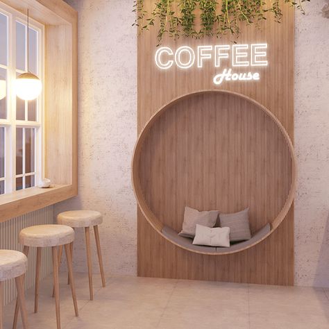 Interior Design Sketchup, Friends Cafe, Cafe Display, Photo Booth Design, Study Cafe, Accent Wall Designs, Clinic Interior Design, Art Interior Design, Cafe Shop Design