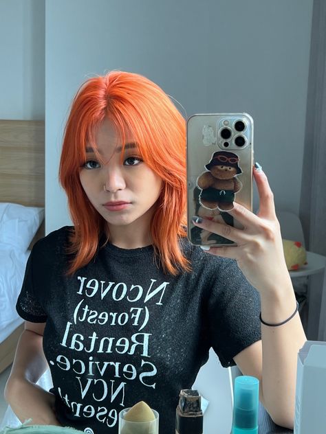 orange hair inspo, copper hair, wolf cut inspo, short hair inspo, ginger hair inspo, asian orange hair, orange hair, ginger, ginger hair, asian hair, tan asian, filipina, korean, japanese, indie hair, Mid Length Orange Hair, Japanese Orange Hair, Ginger Hair Wolf Cut, Asian Orange Hair, Copper Wolf Cut, Orange Hair Asian, Ginger Wolfcut, Hair Inspo Ginger, Ginger Wolf Cut