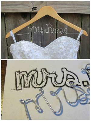 DIY Wedding Name Hanger!! So much cheaper than buying one off of Etsy! Diy Wedding Hangers, Name Hangers, Wedding Hanger, Diy Wedding Dress, Trendy Diy, Wedding Hangers, Wedding Dress Lace, Wedding Name, Theme Color