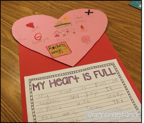 My Heart is Full {a writing freebie} | Crazy for First Grade | Bloglovin’ Valentines Writing Activities, Valentine Writing, Valentines Writing, Kindergarten February, February Classroom, Kindergarten Valentines, Pinterest Valentines, February Activities, February Ideas