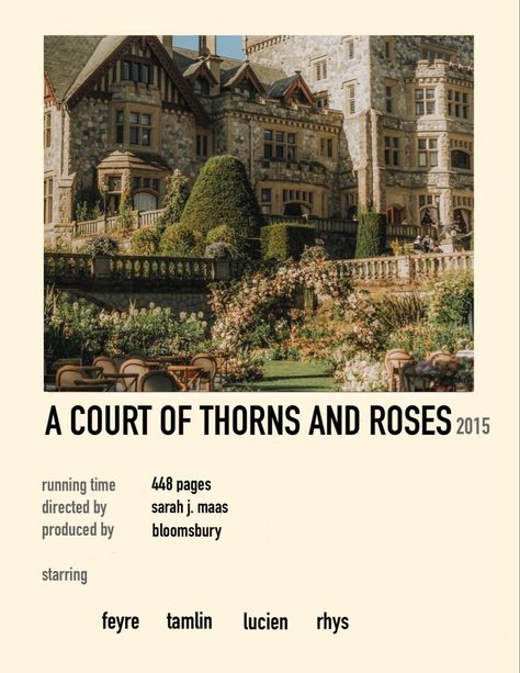 Roses And Thorns, Book Poster, Polaroid Poster, Court Of Thorns And Roses, Running Time, Book Posters, Sarah J, Roses, Books