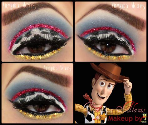 Woody inspired eye makeup #ToyStory EDC 2015 Toy Story Makeup, Disney Eye Makeup, Disney Inspired Makeup, Disney Eyes, Woody Costume, Makeup Toys, Disney Makeup, Simple Eye Makeup, Woody Toy Story