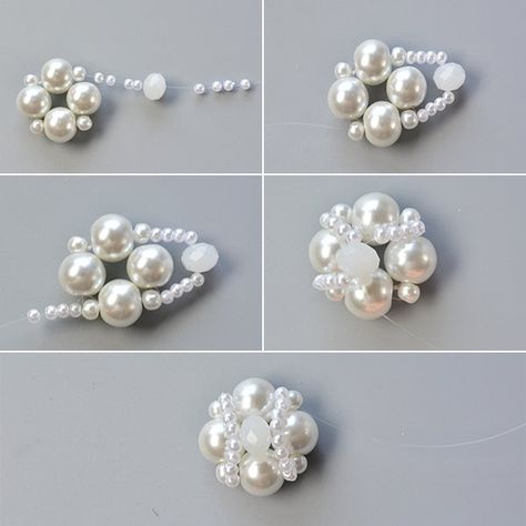 Pearl Bead Bracelet, Pola Manik, Making Bracelets With Beads, Bead Flower, White Pearl Bracelet, Bracelets Design, Beaded Jewelry Tutorials, Beaded Bracelet Patterns, Handmade Jewelry Diy