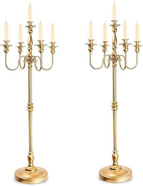 Amazon.com: Gold Candelabra for Wedding Event Decor, 50'' Tall Candelabra Floor Candle Holders, 2 Pcs Metal 5 Arm Candelabra Candle Holder Centerpiece Decorations for 5 Candlesticks Party Wedding Aisle Home Decor : Home & Kitchen Candelabra Wedding Centerpieces, Candle Holder Centerpiece, Gold Candelabra, Candelabra Wedding, Candelabra Centerpiece, Metal Candelabra, Floor Candle Holders, Floor Candle, Candle Cups