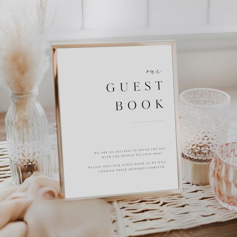 Guide your guests with our Wedding Guest Book Sign, ideal for your black and white wedding. This sign effortlessly blends simplicity and sophistication, encouraging your guests to leave their well wishes in the guestbook. Keep it simple and stylish for a minimal touch. 📚🖤 ◆ Product Details: Instant access to edit the template after purchase. Digital file for printing and digital sharing. Editable template on the Canva website or app. ◆ How to Purchase and Access: Purchase the editable template Please Sign Out Guest Book Sign, Wedding Sign Guest Book, Guestbook Sign Wedding Sign, Wedding Guest Sign In Table, Guest Book Sign Ideas, Sign Book Wedding, Wedding Guess Book, Sign Our Guest Book Sign, White Wedding Sign