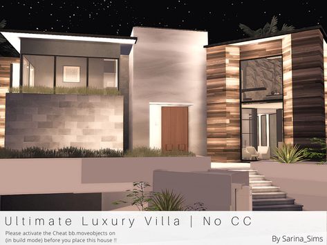 Sarina_Sims' Ultimate Luxury Villa - No CC No Cc Sims, Moden House, Modern Luxury Villa, Sims 4 Modern House, Kylie Jenner House, Lotes The Sims 4, Morden House, The Sims 4 Lots, Jenner House