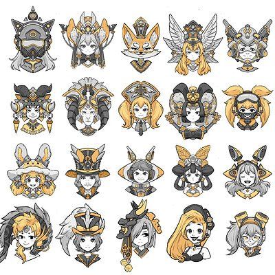 ArtStation - koyii kong Logo Design Typography, Portrait Design, Concept Art Character, Cute Doodle Art, Game Character Design, Badge Design, Character Design Animation, Anime Character Drawing, Character Design References