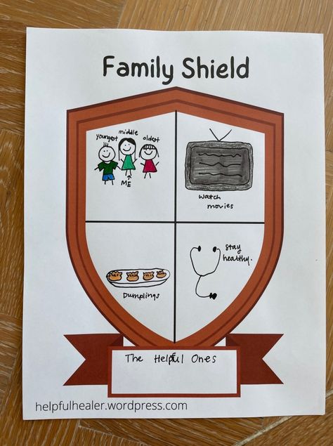 Family Shield Activity (Spanish & English) – Helpful Healer Family Shield Project Ideas, Counselling Resources, Family Mission Statements, Mission Statements, Family Mission, Family Shield, Counseling Kids, Vision Statement, Counseling Resources