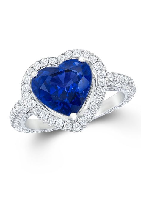 【Jewelry in My Box】Graff heart-shaped sapphire engagement ring featuring tapered baguette diamond shoulders. Heart Shaped Diamond Engagement Ring, Heart Shaped Diamond Ring, Graff Diamonds, Heart Engagement, Titanic Jewelry, Heart Engagement Rings, Bad Romance, Engagement Ring Shapes, Sapphire Engagement Ring