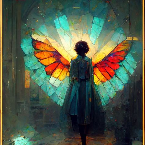 <https://s.mj.run/rNH_YvfWmFc> a shining angel with stained glass wings Stained Glass Wings, Angel Wings Painting, Glass Wings, Angel Wings Art, Stained Glass Angel, Broken Wings, Broken Mirror, Wings Art, Art Stained