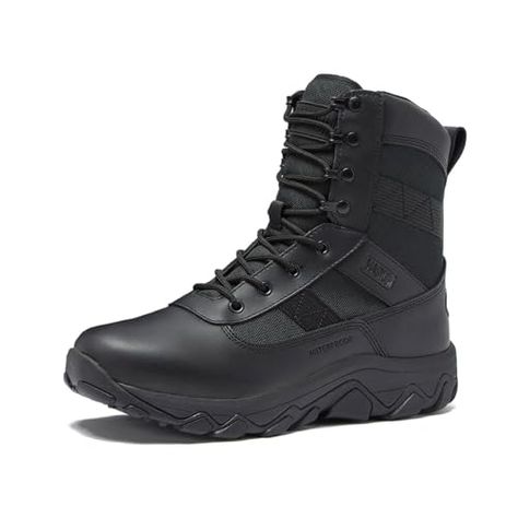 Military Tactical, Work Boots Men, Tactical Boots, Boots For Men, Work Boots, Boots Men, Side Zipper, Black Boots, Lace Up