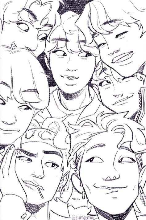 Fan Art Bts, Bts Drawing Ideas, Bts Sketch, Bts Manga, Boy Sketch, Piskel Art, Taehyung Fanart, Kpop Drawings, Bts Drawings