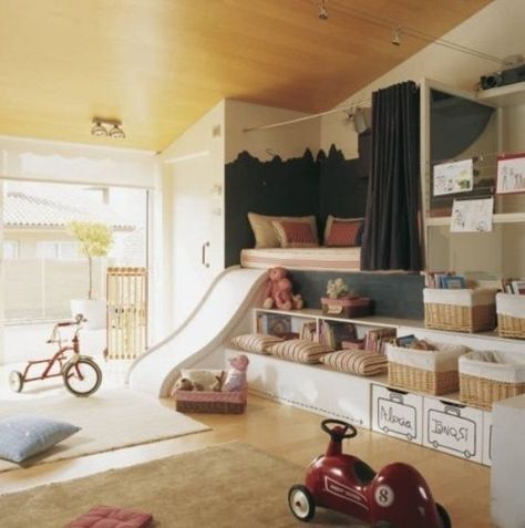 32 Things That Belong In Your Child's Dream Room Rumpus Room, Basement Playroom, Cozy Minimalist, Play Ground, Toy Rooms, Kids Diy, Kids Room Design, Slide In, Dream Rooms