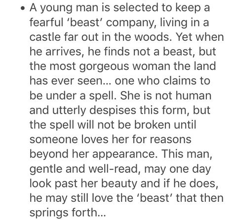 This is the adaptation of Beauty and the beast that I have longed for. Yes it's the basic plot of Shrek but I want it taken seriously Beauty And The Beast Writing Prompts, Cinderella Writing Prompts, Character Bank, Poor Man, Writing Dialogue Prompts, Dialogue Prompts, Writing Inspiration Prompts, Writing Dialogue, Story Prompts