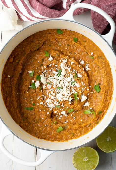 Refried Beans Recipe Canned, Best Refried Beans Recipe, Best Refried Beans, Refried Beans Recipe Easy, Spicy Refried Beans, Beans Mexican, Easy Bean Recipes, Make Refried Beans, Spanish Rice Easy