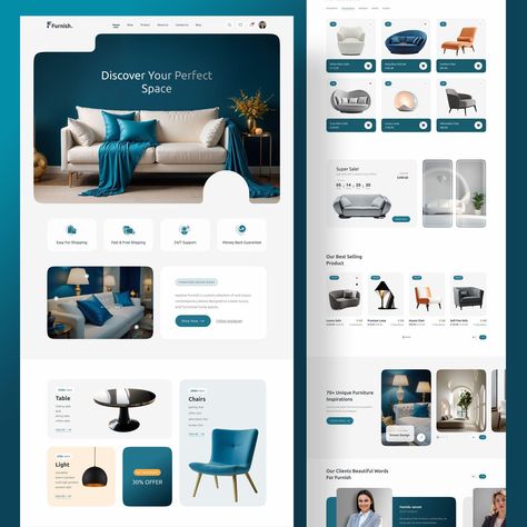 Ecommerce Ui Design, Webpage Design Layout, Web Design Creative, Unique Website Design, Design Sites, Website Design Inspiration Layout, Creative Website Design, Graphic Design Tutorials Learning, Furniture Website