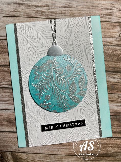 Embossed Christmas Cards Ideas, Christmas Cardmaking Ideas, Ornament Cards Handmade, Christmas Ornament Card, Embossed Christmas Cards Handmade, Snowflake Birthday Card, Embossed Christmas Cards, Stamped Christmas Cards, Christmas Card Ornaments