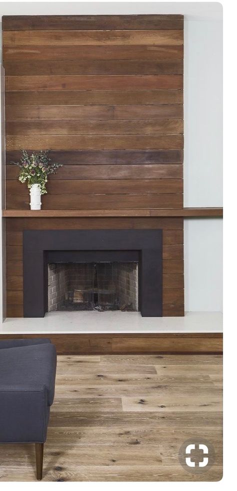 Cedar Fireplace Surround, Wood Accent Wall Fireplace, Wood Plank Fireplace, Flat Wall Fireplace Ideas, Wood Fireplace Wall, Tile Around Fireplace, Sunroom Fireplace, Interior Fireplace, Wood Fireplace Surrounds