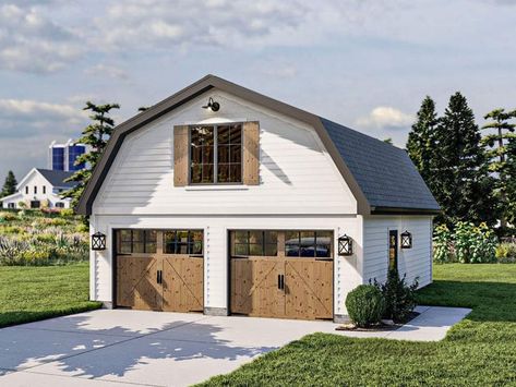 Barn Garage Plans, Barn Style Garage, 2 Car Garage Plans, Gambrel Barn, Barn Plan, Loft Plan, Garage Loft, Ultimate Garage, Car Barn