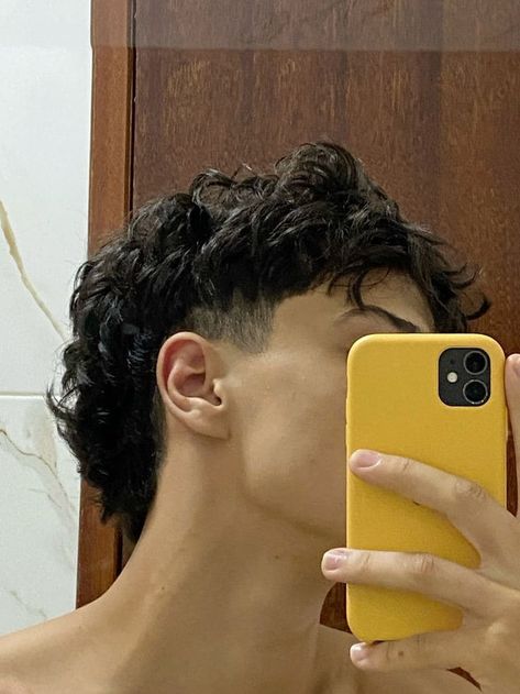 Drop Fade Mullet, Modern Mullet Curly Hair, Mullet Fade Haircut, Wavy Mullet, Baby Mullet, Middle Part Haircut, Loose Perm, Hair Types Men, Fade Haircut Curly Hair