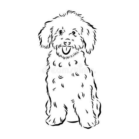 Labradoodle Line Drawing, Aussiedoodle Drawing, Goldendoodle Outline, Nature Profile, Labradoodle Puppy, Dog Branding, Dog Vector, Animal Nature, Background Illustration