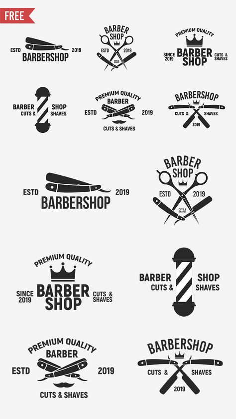 Free Vintage Barbershop Logo Templates is a creative set of 6 logo templates by Denys. It comes in EPS file format with fully customization like change up text, color and details. These are perfect for your personal or branding projects and much more. via @creativetacos Futurism Typography, Garage Barbershop, Barbershop Branding, Barber Branding, Logo Barbier, Old School Barber Shop, Barber Shop Logo, Vintage Barbershop, Barbershop Logo