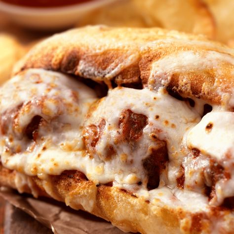 Air Fryer Copycat Subway Meatball Sub - Fork To Spoon Quick Crockpot Meals, Meatball Sub Recipe, Savory Meatballs, Cheesy Meatballs, Meatball Sub, Chipped Beef, Crock Pot Meatballs, Meatball Subs, Homemade Meatballs