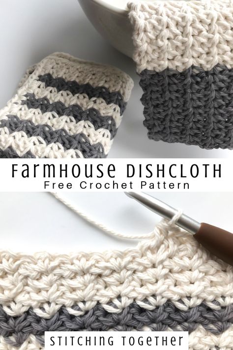 Don't you just love crocheting dishcloths? These farmhouse crochet dishcloths work perfectly for your own kitchen as as a housewarming gift. Click to visit the free pattern and see the other patterns in the set. #crochet #crocheting Country Crochet, Crochet Dishcloth Pattern, Pretty Farmhouse, Crochet Washcloth Pattern, Dishcloth Crochet Pattern, Washcloth Pattern, Crochet Geek, Crochet Dishcloth, Crochet Washcloth