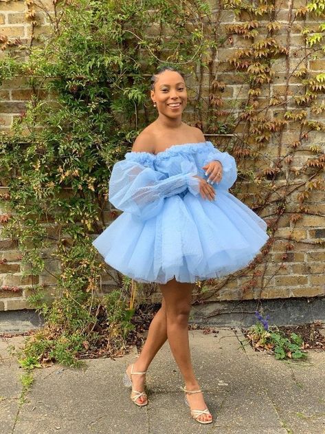 Tull Dress Outfit, Puff Tulle Dress, Short Dress With Ruffles, Silk And Net Dress, Short Cute Dresses Parties, Cute Dresses For Birthday Party, Tulle Dress Black Women, Short Puff Dress, Birthday Dresses With Sleeves