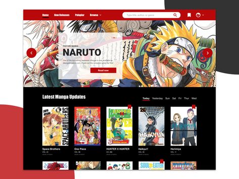 Manga Reading Website Website For Manga, Online Manga Website, Manga Website Design, Anime Website Design, Home Page Design Website, Home Page Website Design, Comic Website, Home Page Website, Manga Websites